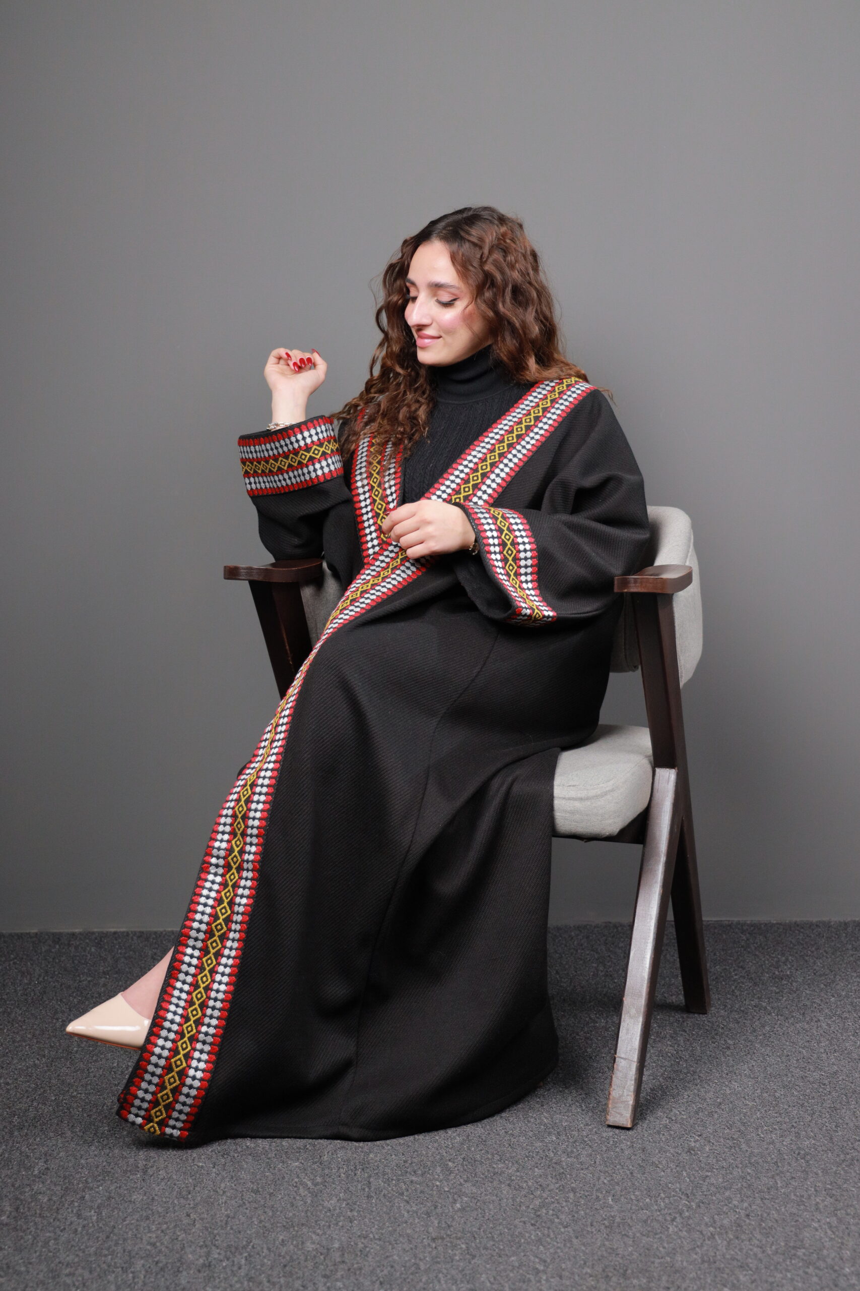 Embroidered Black Bisht - Image 2