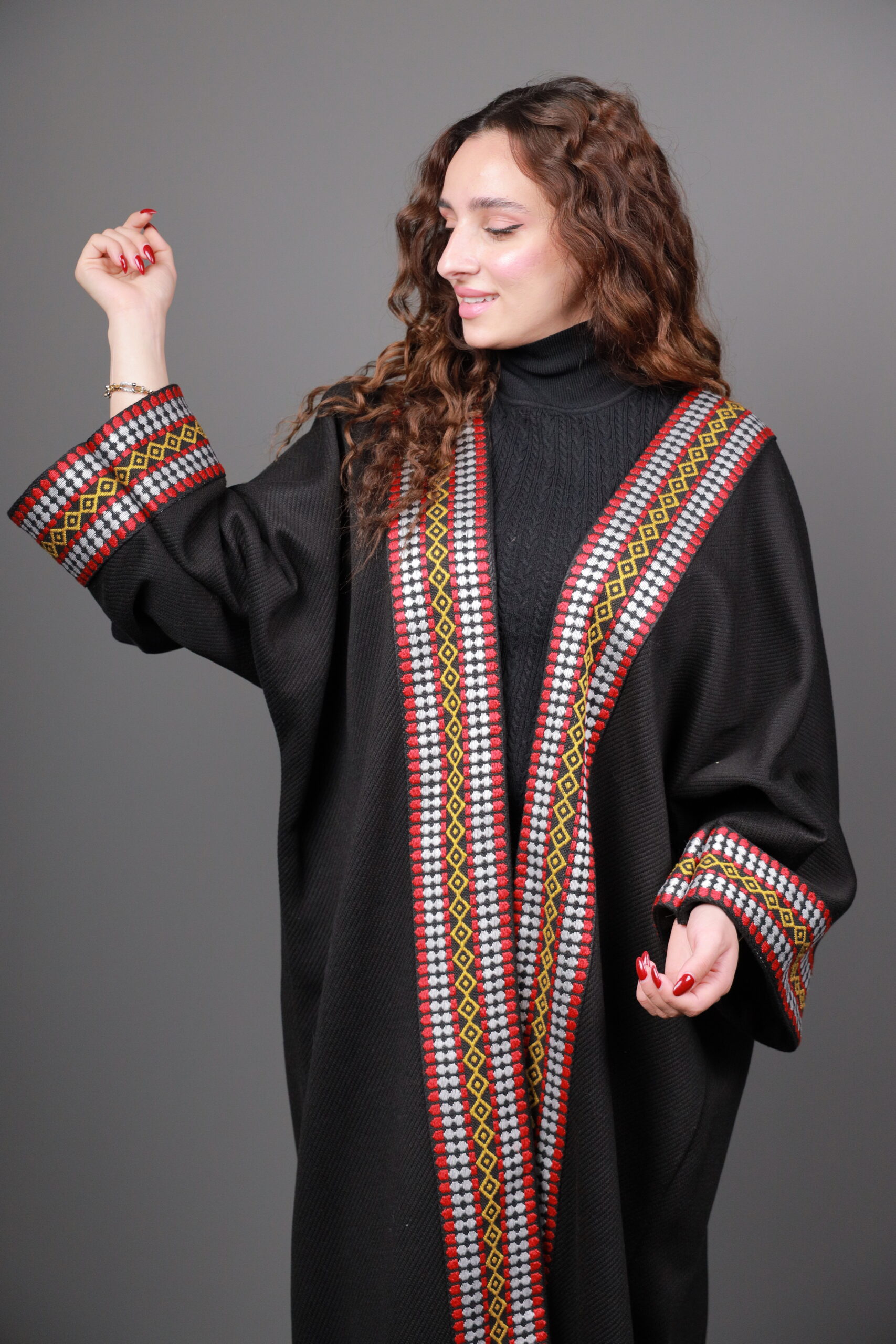 Embroidered Black Bisht - Image 4