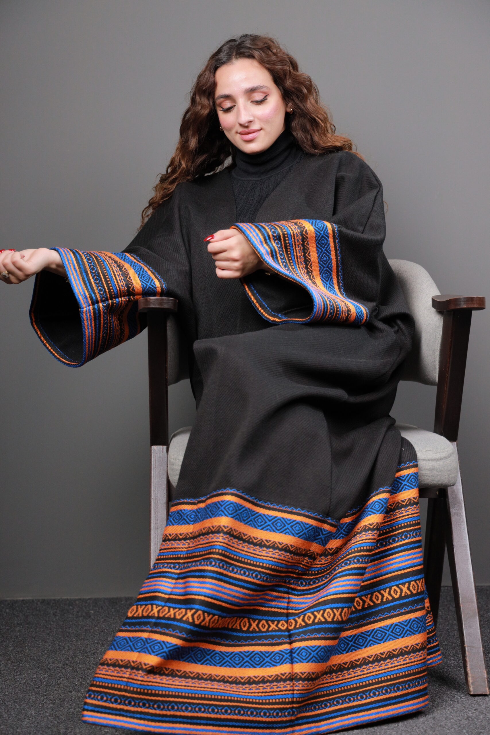 Embroidered Black Bisht - Image 3