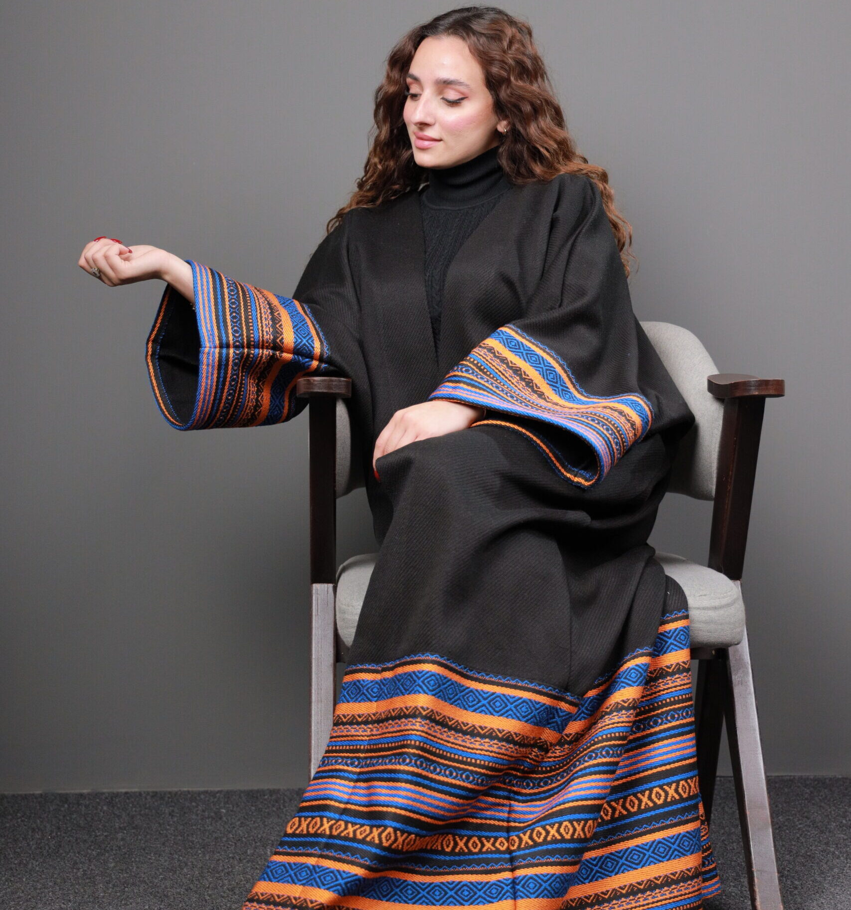 Embroidered Black Bisht