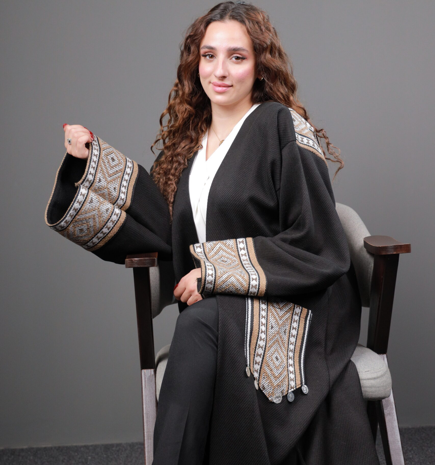 Embroidered Black Bisht