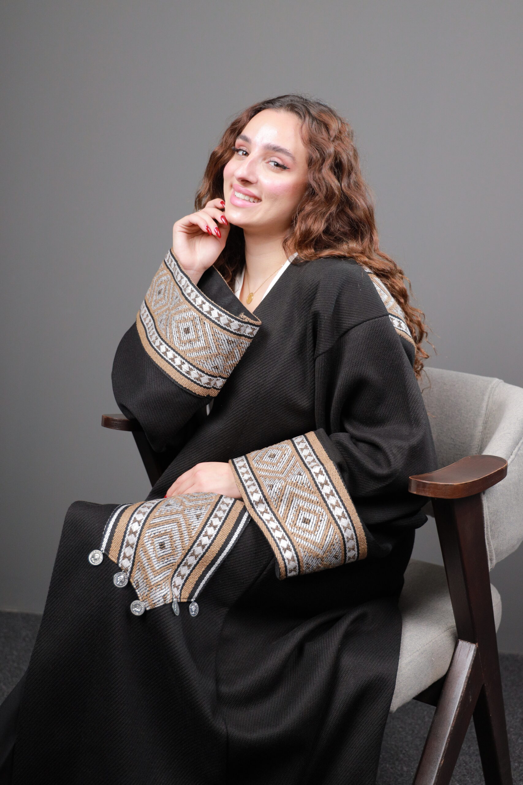 Embroidered Black Bisht - Image 3