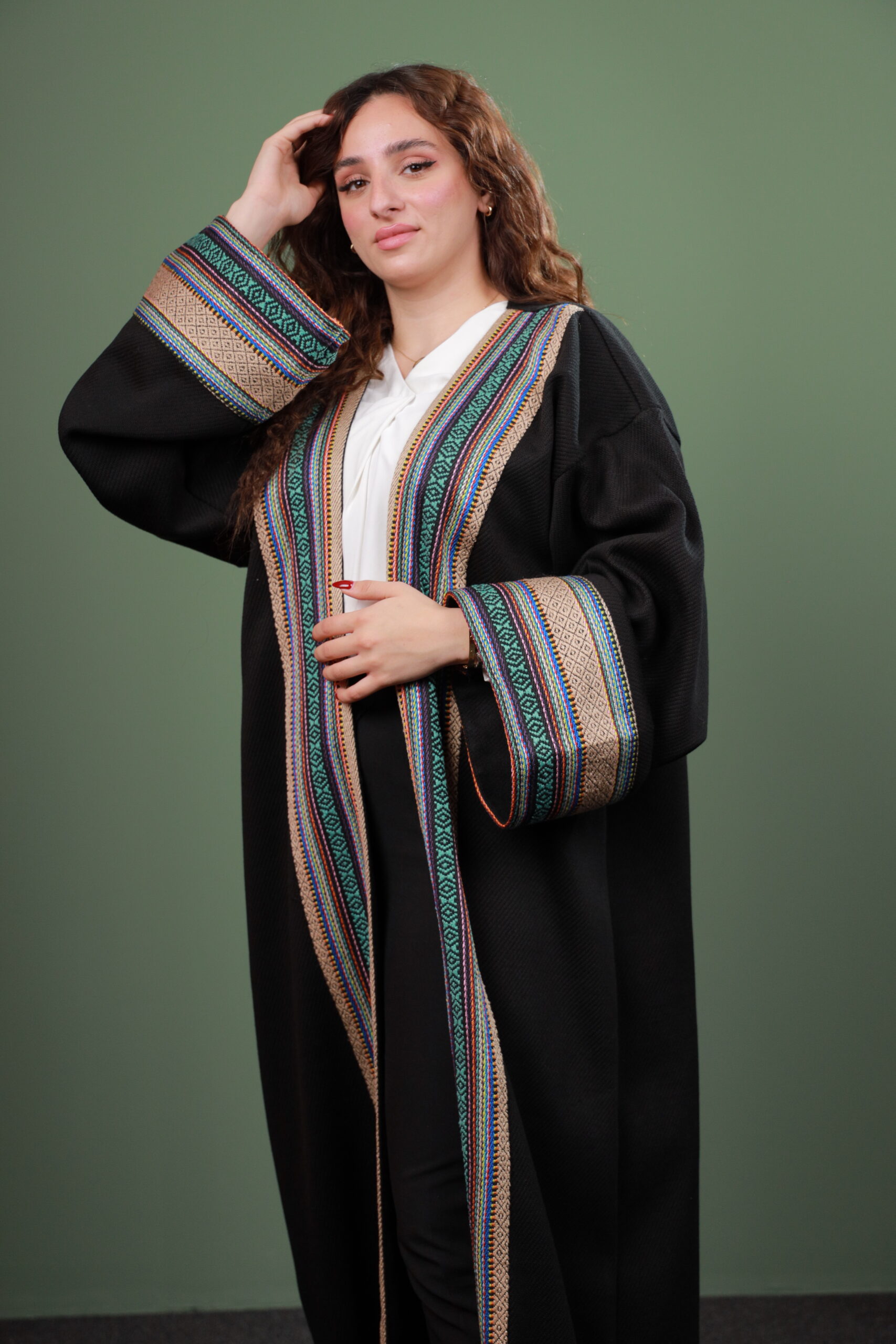 Embroidered Black Bisht - Image 2