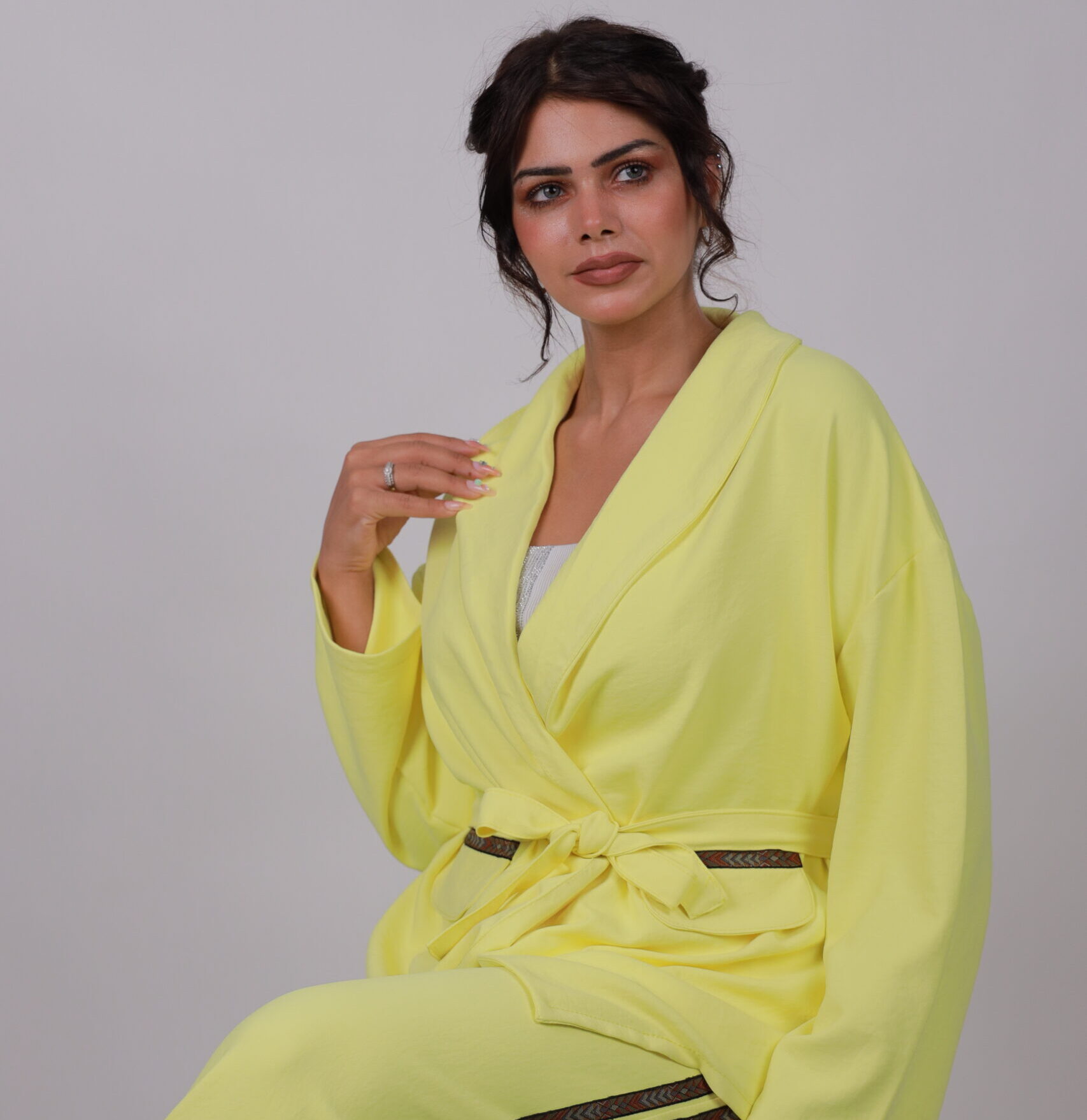 Two-Piece Yellow Belted Pantsuit