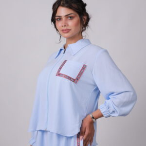 Sky-Blue Two-Piece Set