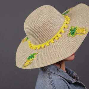 Pineapple Embellished Beach Hat
