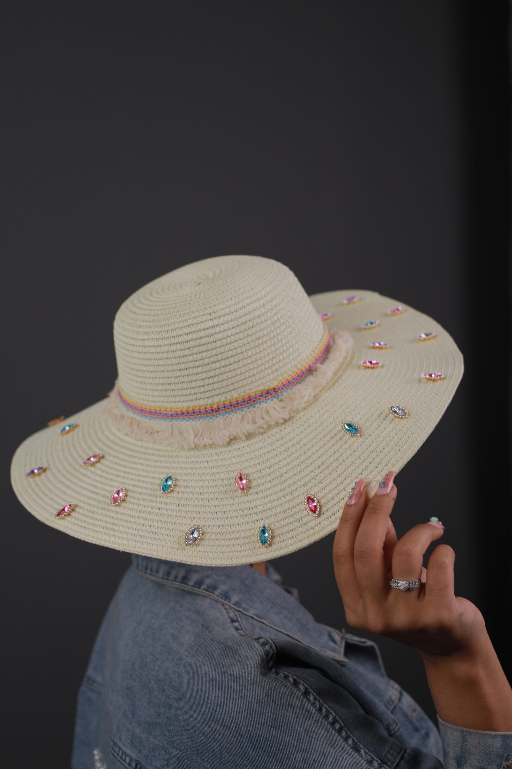 Gem Embellished Beach Hat - Image 4