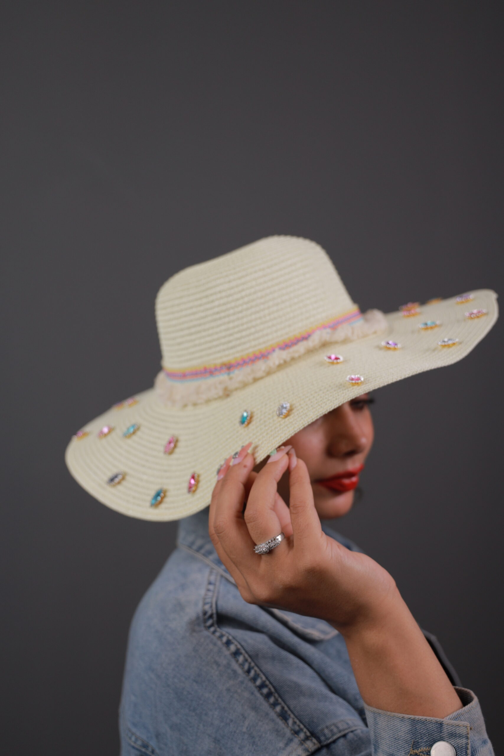 Gem Embellished Beach Hat - Image 3