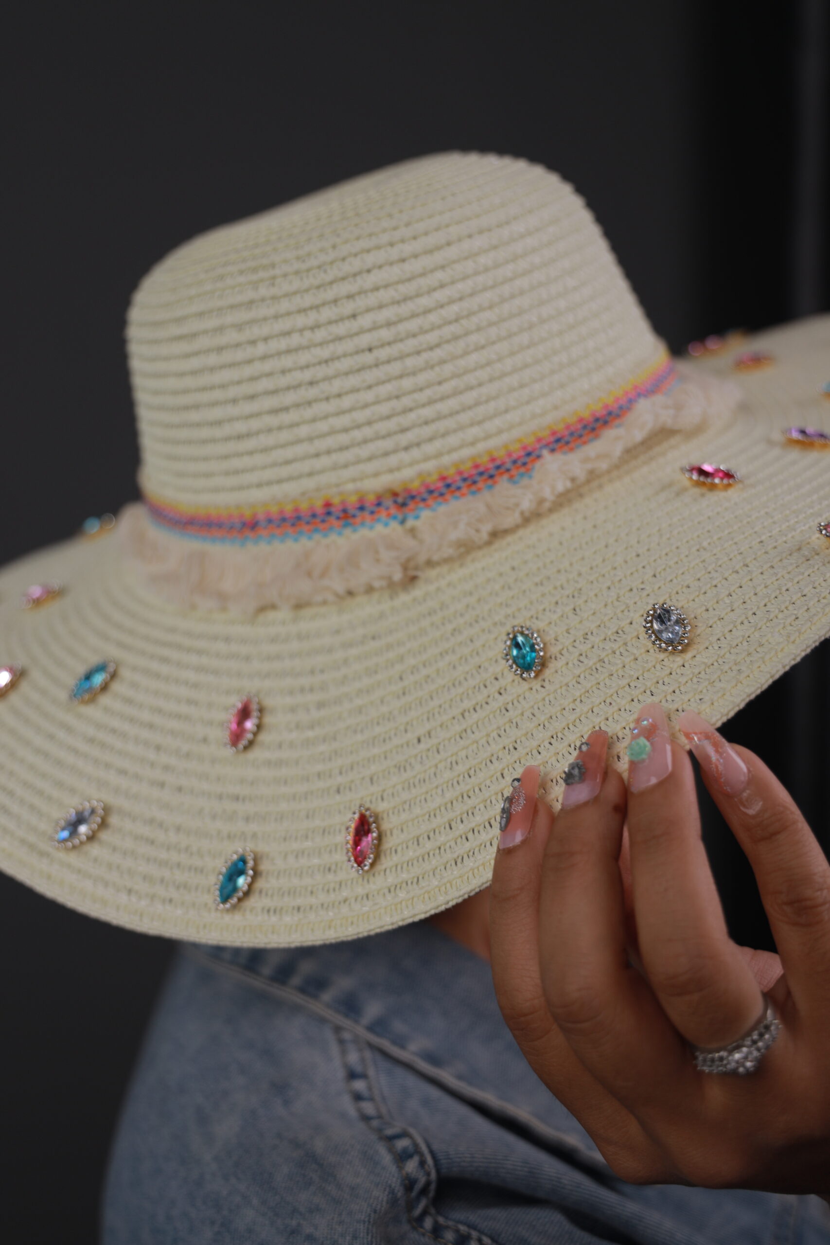 Gem Embellished Beach Hat - Image 5