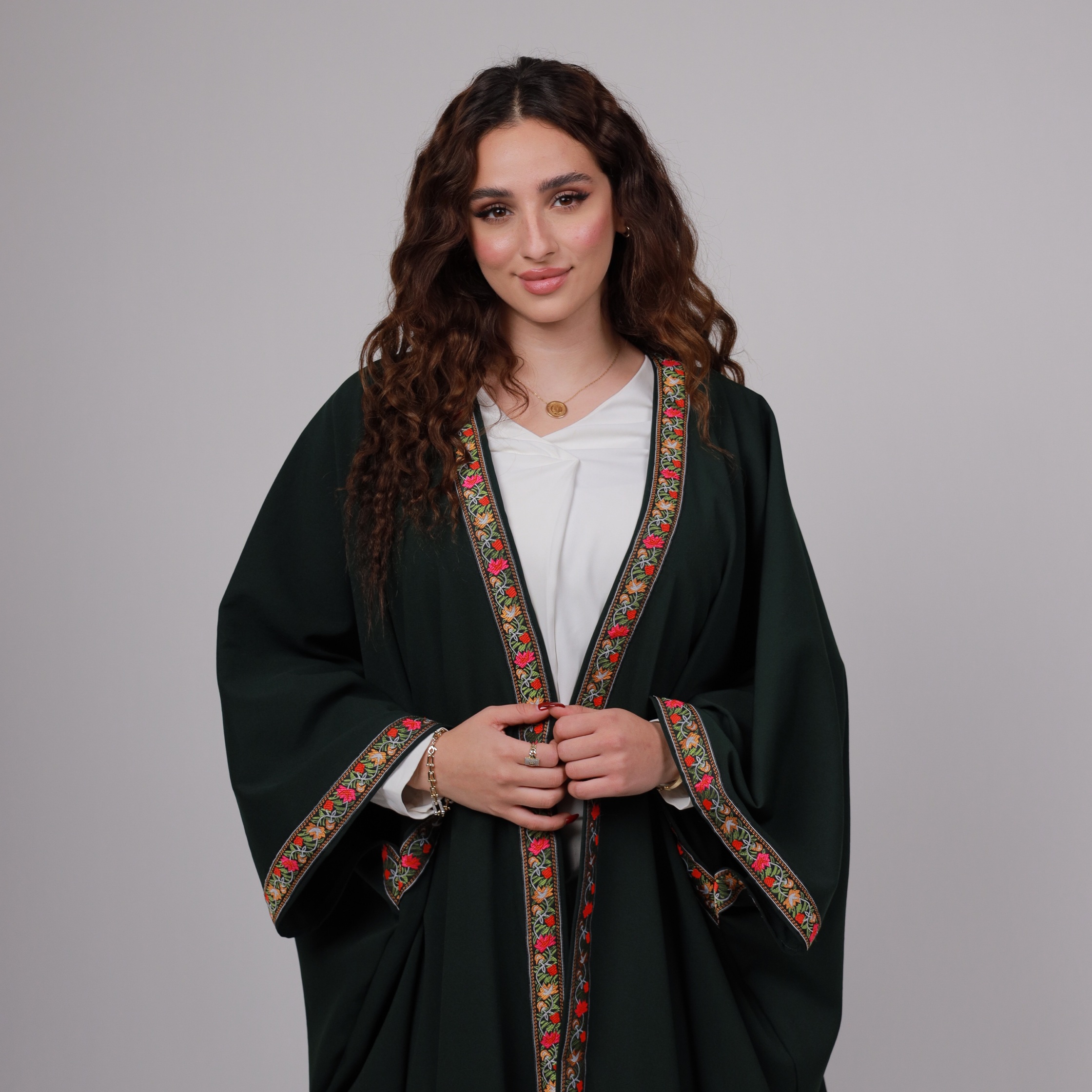 Emerald Green Embroidered Bisht - Image 5