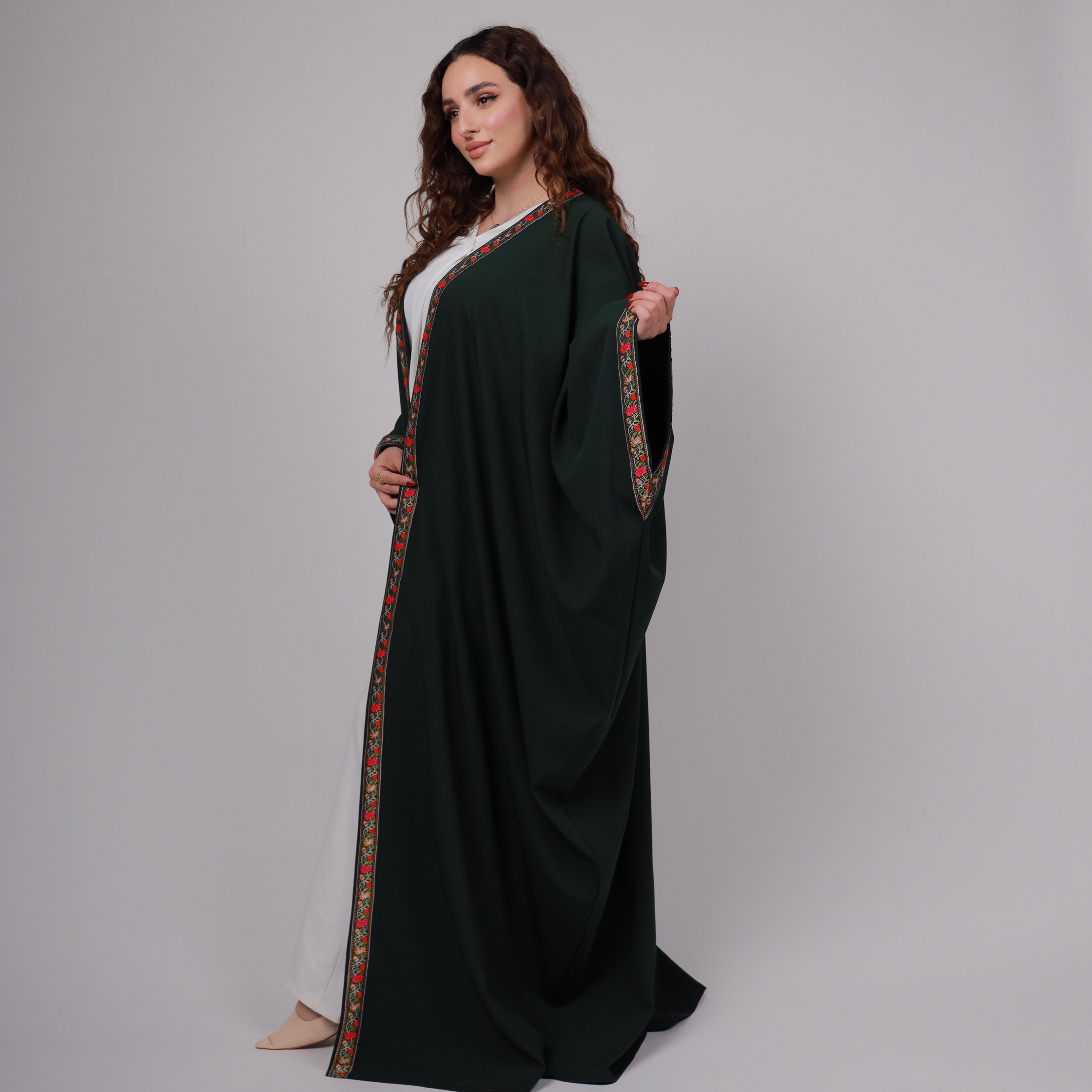 Emerald Green Embroidered Bisht - Image 2