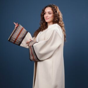 Embroidered Beige Bisht