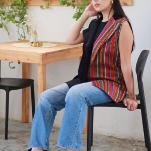 Black Vest With Red Sadu