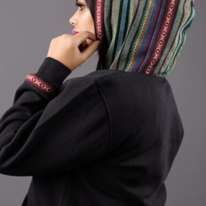 Black With Green Touch Hoodie