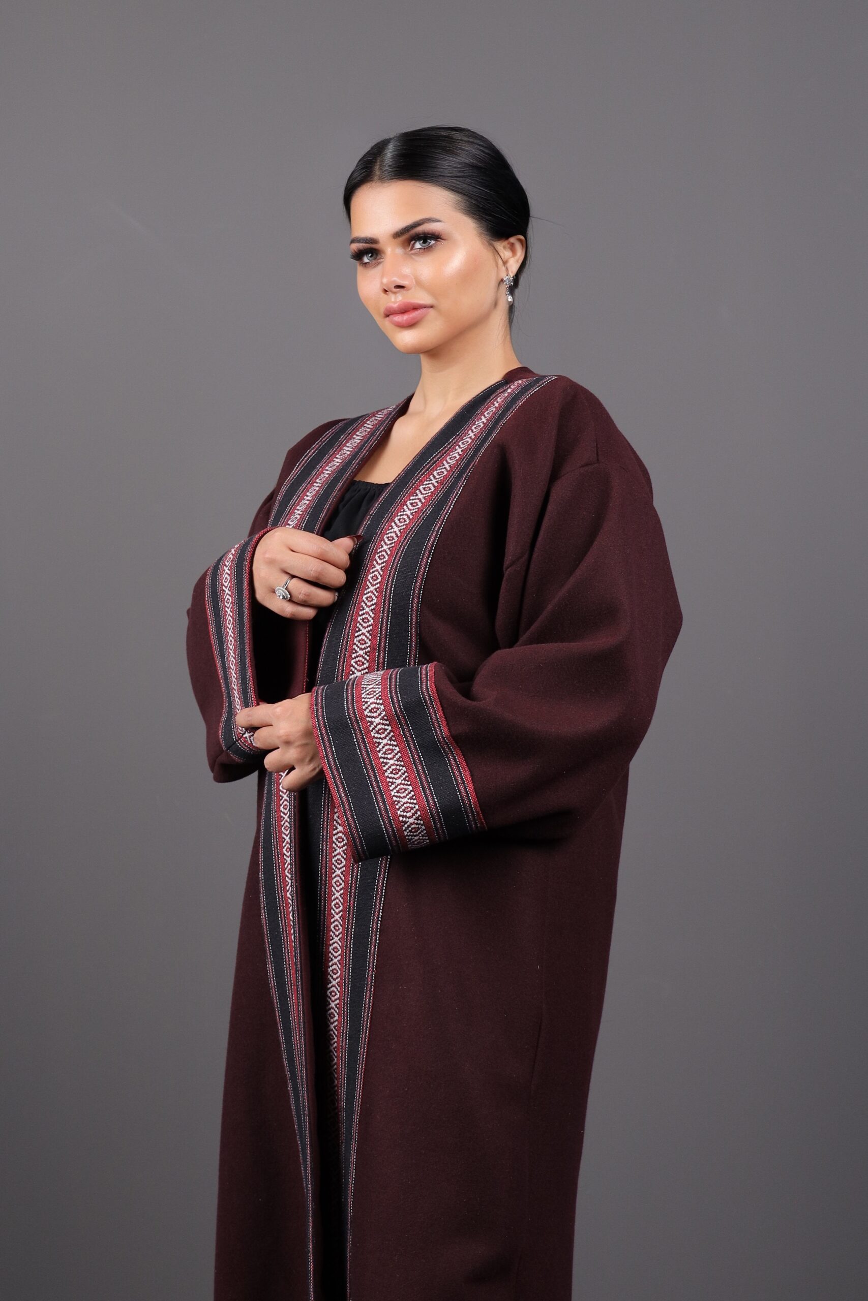 Red & Black Maroon - Bisht - Image 4