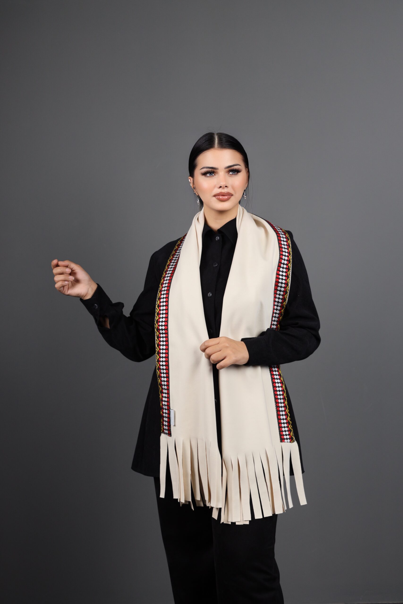 Beige With Red Touch Scarf - Image 3