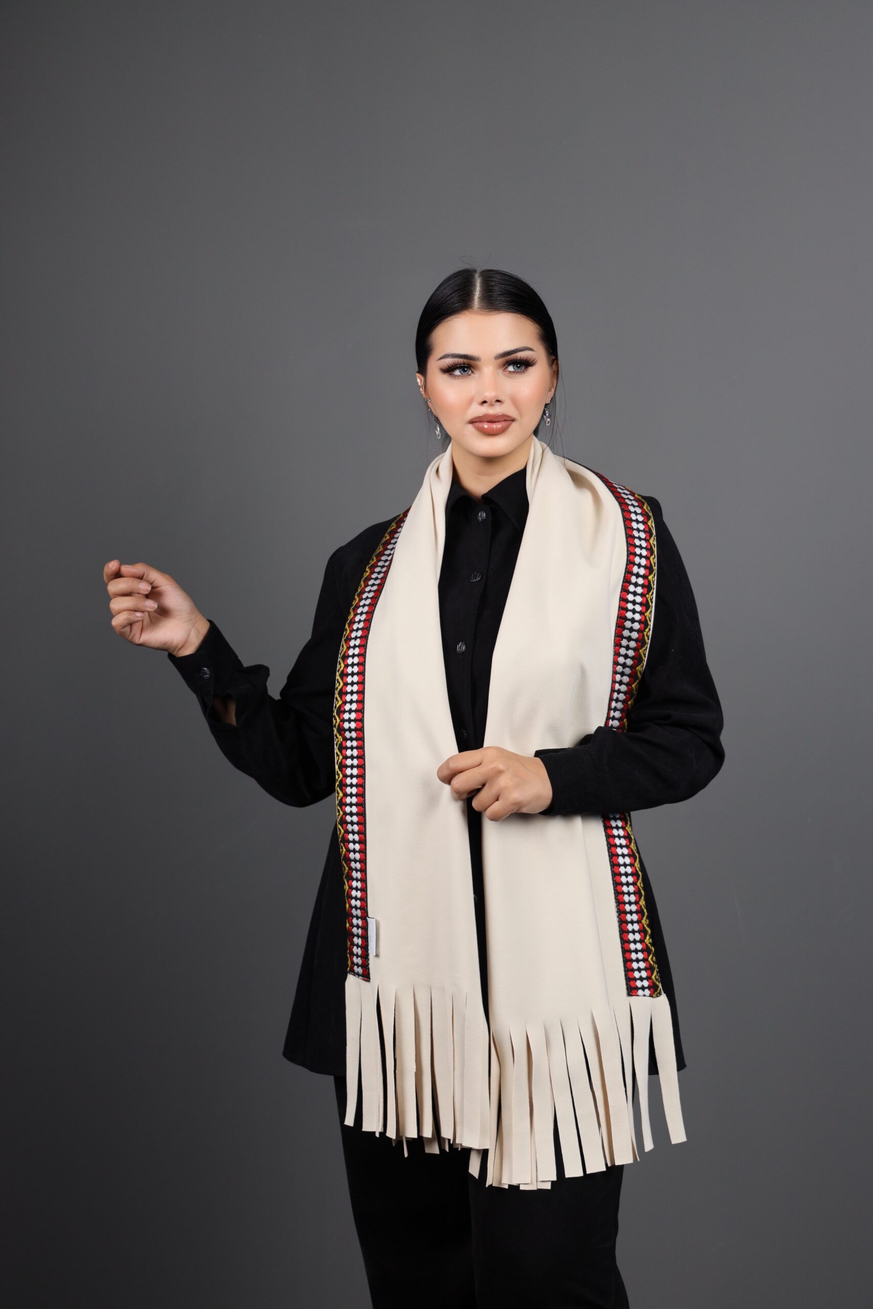 Beige With Red Touch Scarf