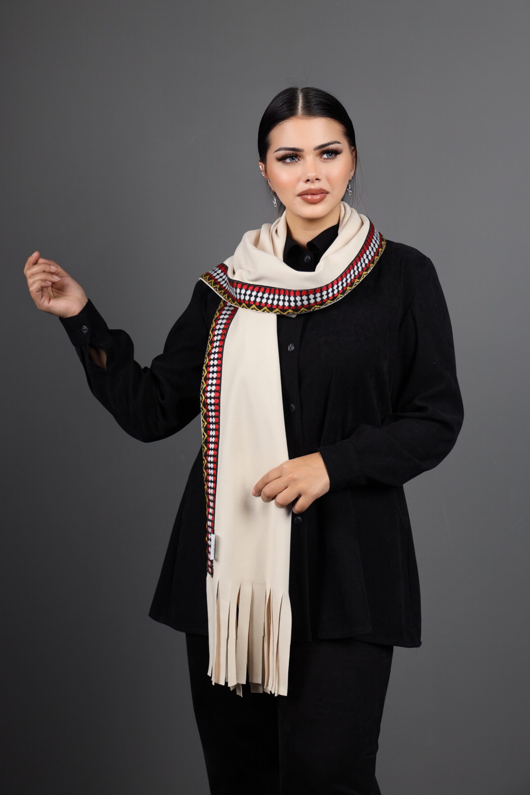 Beige With Red Touch Scarf - Image 5